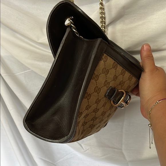 Gucci Brown and Tan Shoulder Bag with Chain Strap - Picture 9 of 16